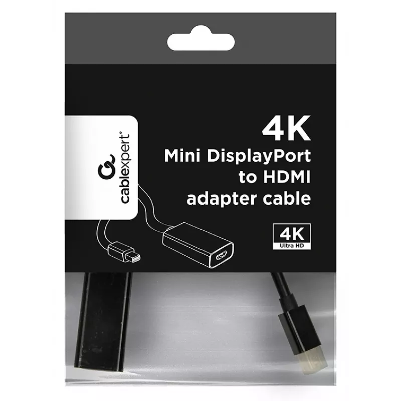 Mini DisplayPort į HDMI laidas Gembird A-MDPM-HDMIF4K-01 0.15 m, 4K, juodas