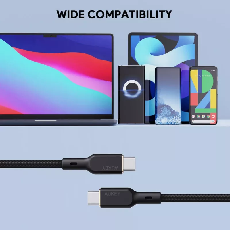 USB-C laidas AUKEY CB-KCC102 1,8m juodas 0,48 Gbit/s