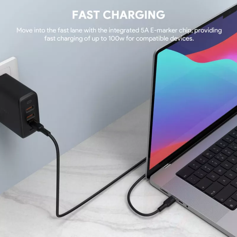 USB-C laidas AUKEY CB-KCC102 1,8m juodas 0,48 Gbit/s
