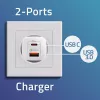 Vidinis greitasis įkroviklis QOLTEC 50765 — 65W USB-C PD 3.0 + USB-A, 5–20V, Type-C Eurokištukas, 2 įrenginiai
