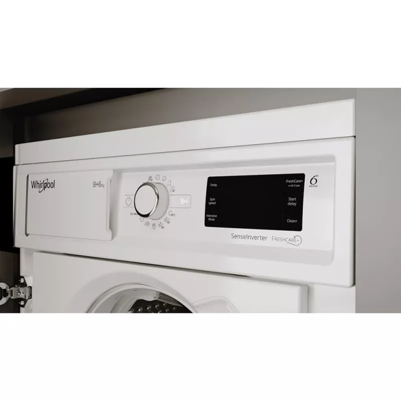 Whirlpool FreshCare BI WDWG 861485 EU skalbyklė su džiovykle įmontuojama balta