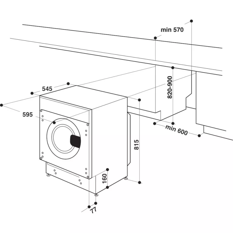 Whirlpool FreshCare BI WDWG 861485 EU skalbyklė su džiovykle įmontuojama balta