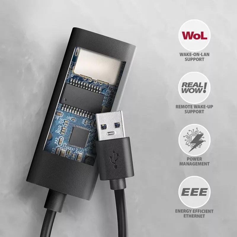 Axagon ADE-AR USB-A 3.2 Gen 1 - Gigabit Ethernet adapteris, Realtek 8153