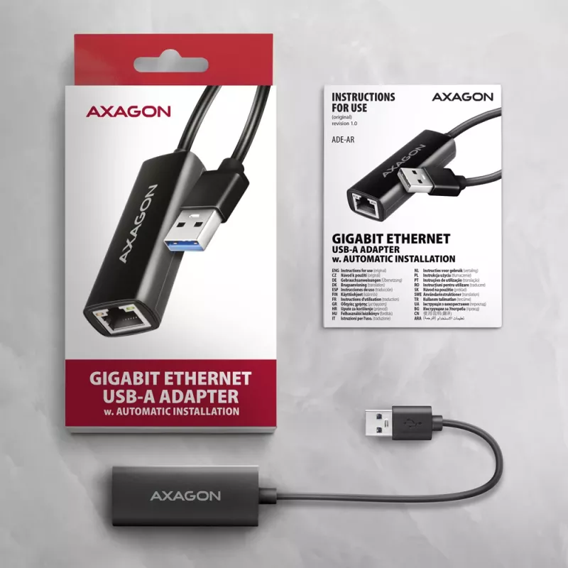 Axagon ADE-AR USB-A 3.2 Gen 1 - Gigabit Ethernet adapteris, Realtek 8153