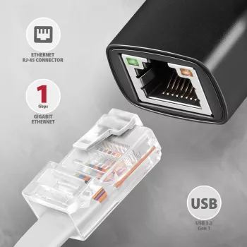 Axagon ADE-ARC USB-C 3.2 Gen 1 – Gigabit Ethernet adapteris, Realtek 8153