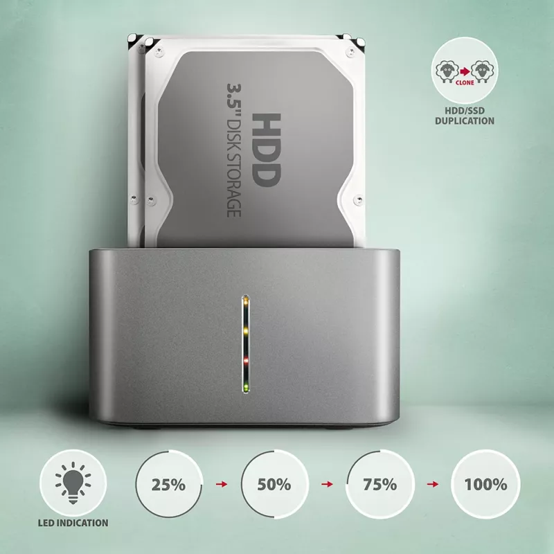 Axagon ADSA-DC SuperSpeed USB DUAL 2.5 colio/3.5 colio HDD/SSD DUAL dokas