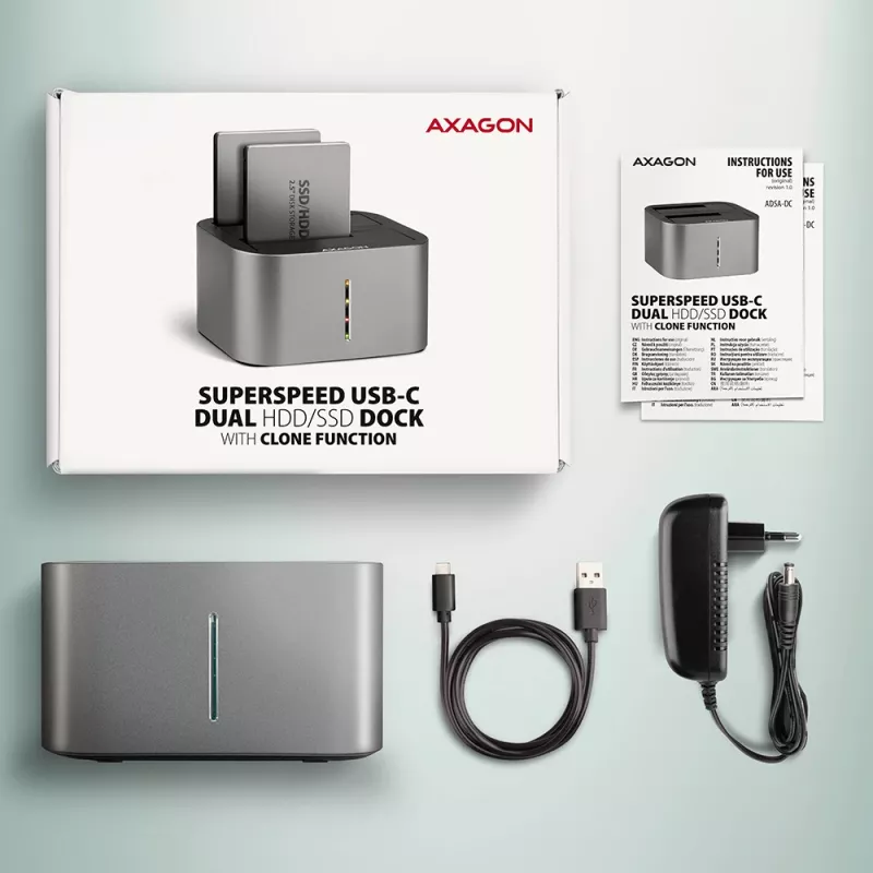 Axagon ADSA-DC SuperSpeed USB DUAL 2.5 colio/3.5 colio HDD/SSD DUAL dokas