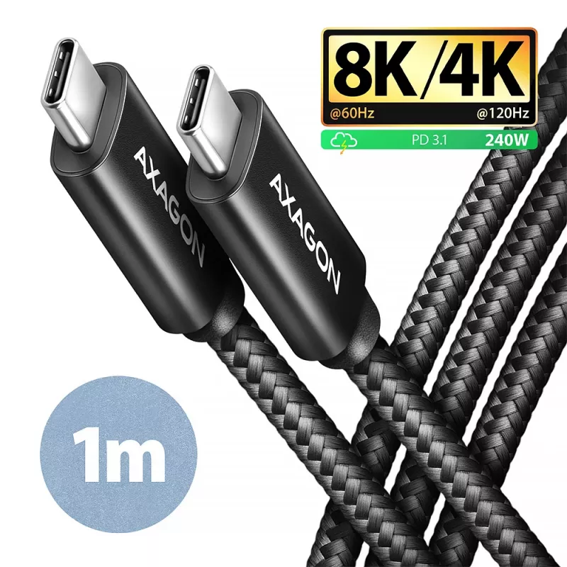USB-C laidas Axagon BUCM4X-CM10AB USB4 Gen 3x2 1m Juodas