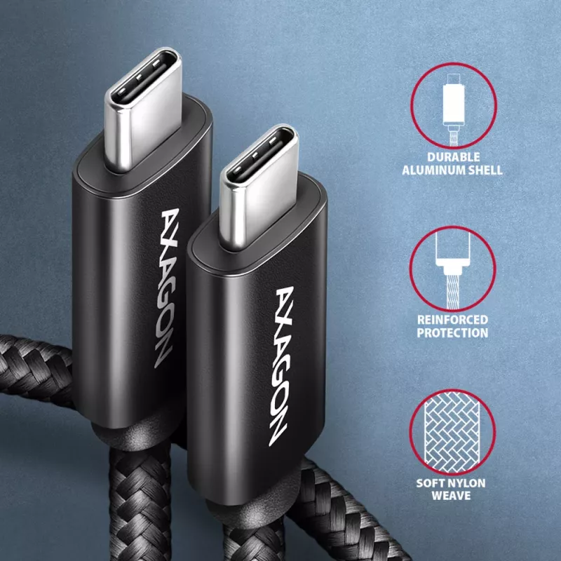 USB-C laidas Axagon BUCM4X-CM10AB USB4 Gen 3x2 1m Juodas
