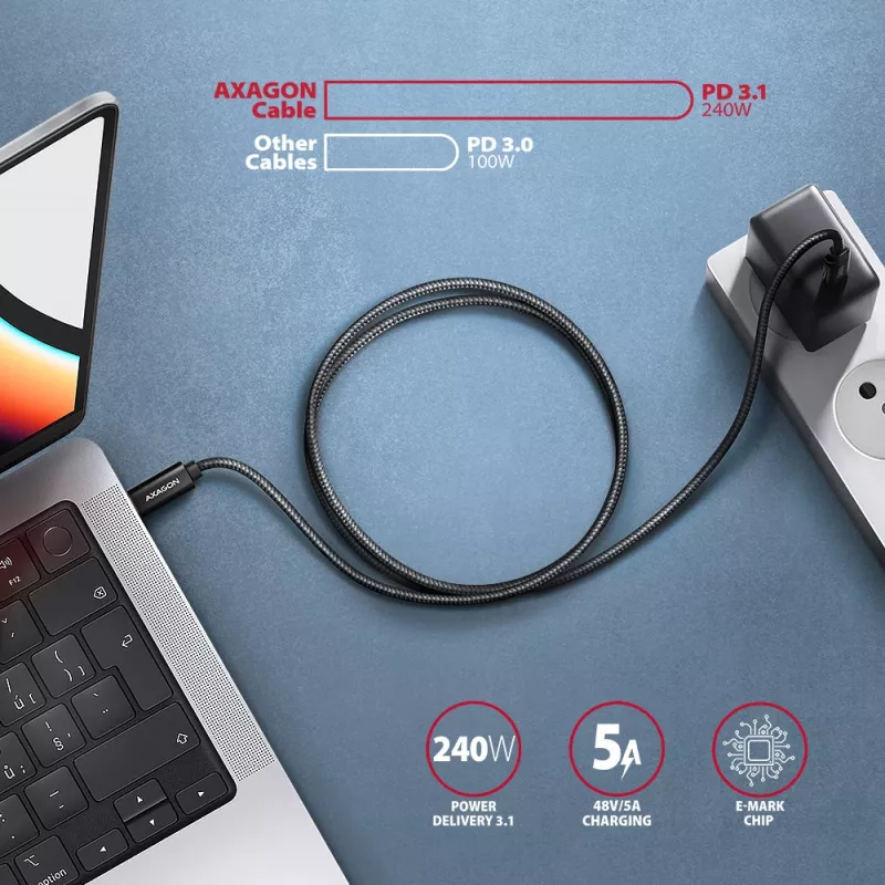 USB-C laidas Axagon BUCM4X-CM10AB USB4 Gen 3x2 1m Juodas