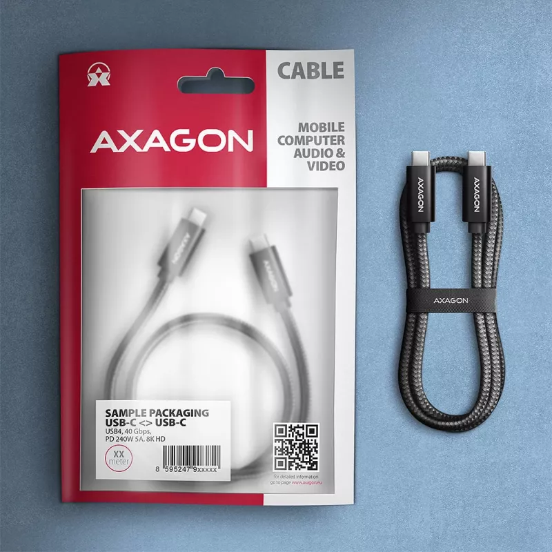 USB-C laidas Axagon BUCM4X-CM10AB USB4 Gen 3x2 1m Juodas