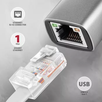 Axagon ADE-TXCA USB-C / USB-A 3.2 Gen 1 – Gigabit Ethernet adapteris, Asix AX88179