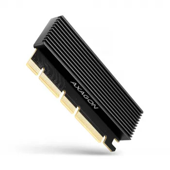 AXAGON PCEM2-XS PCIe x16 adapteris M.2 NVMe M-key lizdu su pasyviu aliumininiu radiatoriumi