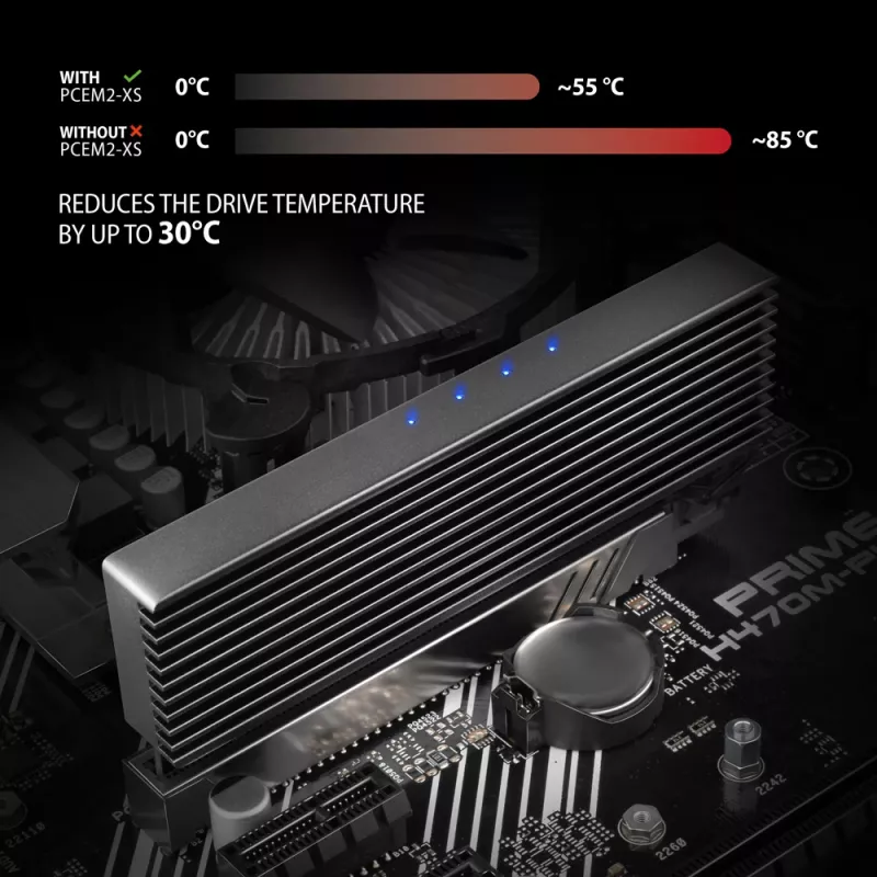 AXAGON PCEM2-XS PCIe x16 adapteris M.2 NVMe M-key lizdu su pasyviu aliumininiu radiatoriumi
