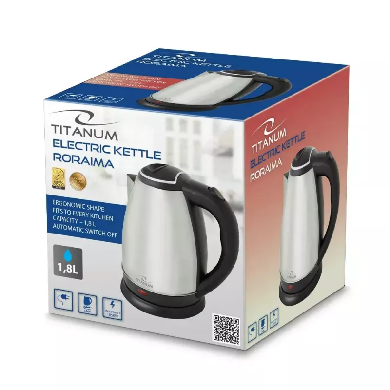 Elektrinis virdulys ESPERANZA Roraima 1,0 L 1800 W nerūdijantis plienas, belaidis, apsauga nuo perdegimo