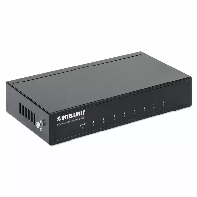 Intellinet 8 prievadų Gigabit Ethernet tinklo jungiklis, stalinis, metalinis korpusas, IEEE 802.3az (energiją taupantis Ethernet)
