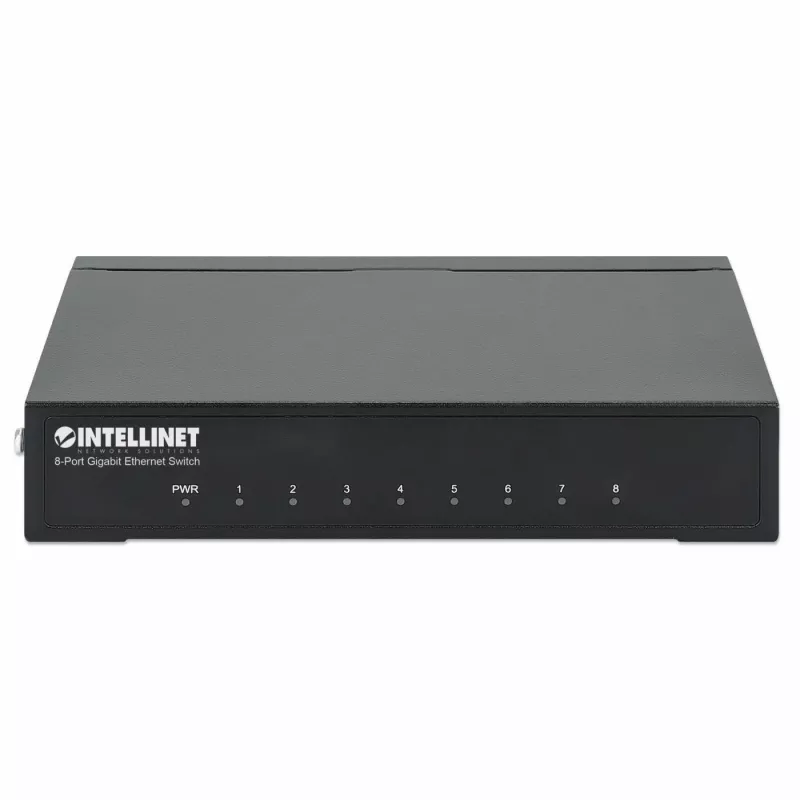 Intellinet 8 prievadų Gigabit Ethernet tinklo jungiklis, stalinis, metalinis korpusas, IEEE 802.3az (energiją taupantis Ethernet)