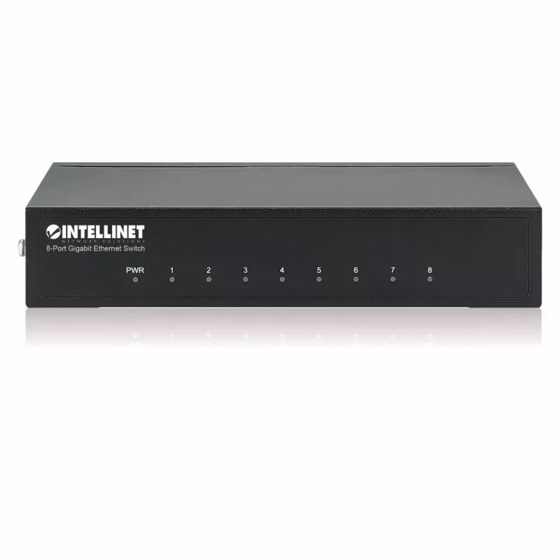 Intellinet 8 prievadų Gigabit Ethernet tinklo jungiklis, stalinis, metalinis korpusas, IEEE 802.3az (energiją taupantis Ethernet)
