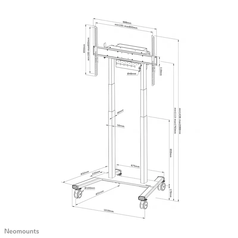 Neomounts FL55-875WH1 mobilus televizoriaus stovas 55-100 colių - motorizuotas - TÜV