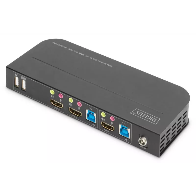 DIGITUS KVM jungiklis 2x1 HDMI, HDMI išvestis, USB, 4Kx2K@60Hz