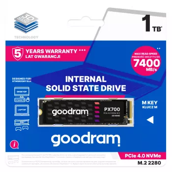Goodram PX700 SSD SSDPR-PX700-01T-80 vidinis kietasis diskas 1 TB M.2 PCI Express 4.0 NVMe 3D NAND