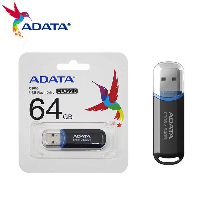 USB atmintukas ADATA C906 64 GB USB Type-A 2.0, juodas, su apsauginiu dangteliu