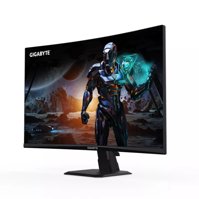 GIGABYTE GS27FC 27 colių FHD lenktas žaidimų monitorius - 1920 x 1080, 180Hz, 1ms, 250 cd/m², FreeSync Premium, HDR Ready, HDMI 2.0, DisplayPort 1.4