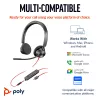 HP Poly Blackwire 3325 Stereo ausinės su mikrofonu, sertifikuotos Microsoft Teams, USB-C jungtimi, 3,5 mm lizdu ir USB-C/A adapteriu
