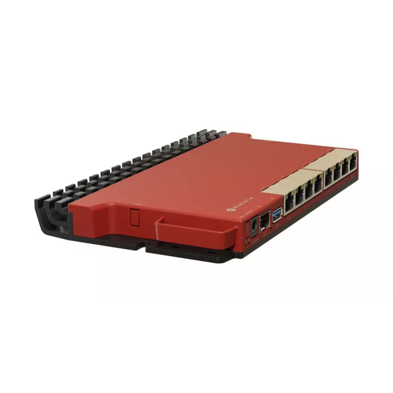 Laidinio maršruto parinktuvas MikroTik L009UiGS-RM — 8x RJ-45, 2.5 Gigabit Ethernet, 1x SFP, 1x USB, 800 MHz CPU, 512 MB RAM, raudonas