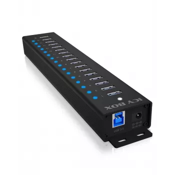 ICY BOX 17 prievadų USB 3.2 Gen 1 šakotuvas (aliuminis, juodas)