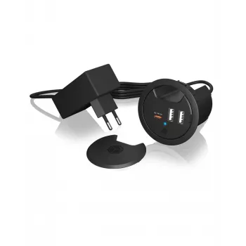 ICY BOX Įdėjimo į stalą USB įkroviklis su Power Delivery ir Quick Charge