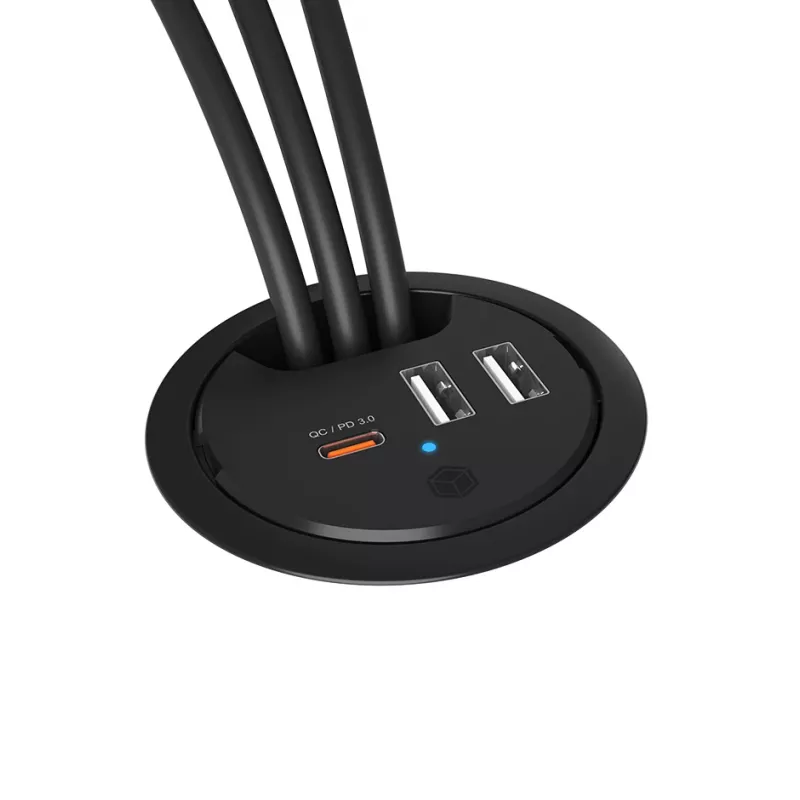 ICY BOX Įdėjimo į stalą USB įkroviklis su Power Delivery ir Quick Charge