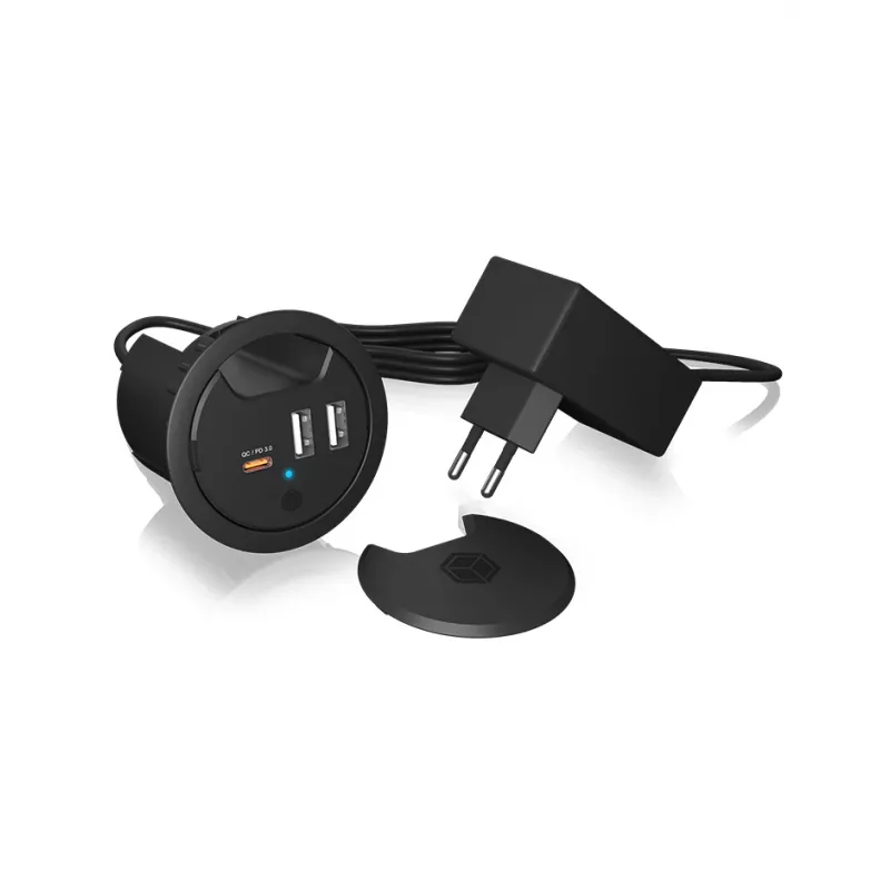 ICY BOX Įdėjimo į stalą USB įkroviklis su Power Delivery ir Quick Charge