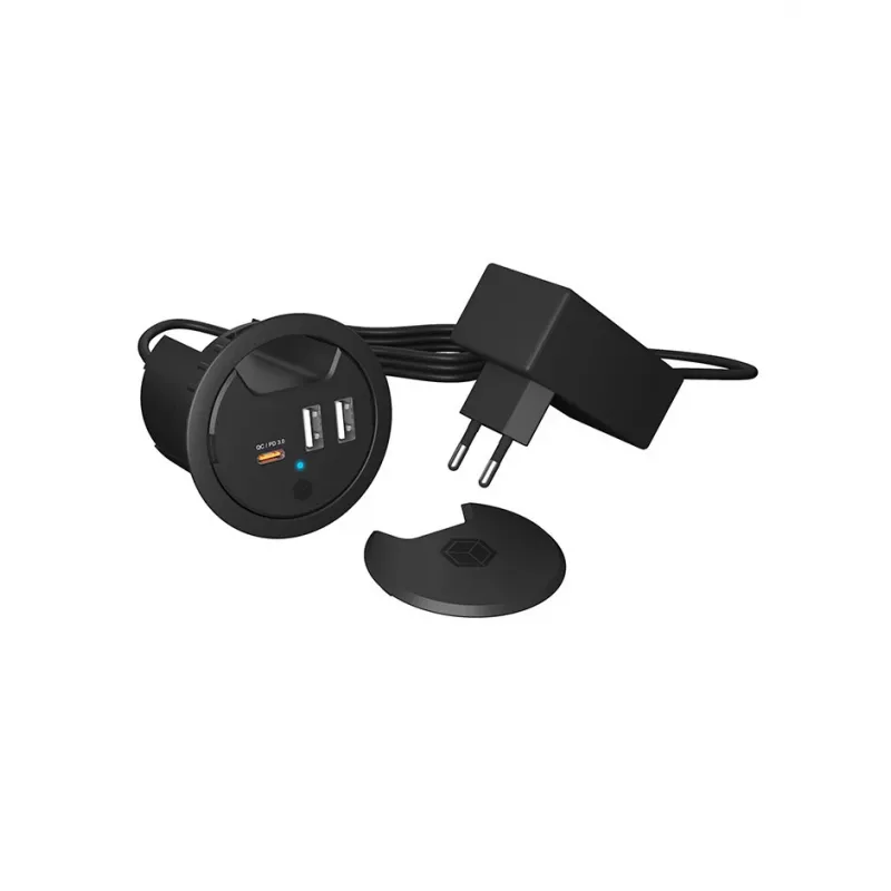 ICY BOX Įdėjimo į stalą USB įkroviklis su Power Delivery ir Quick Charge