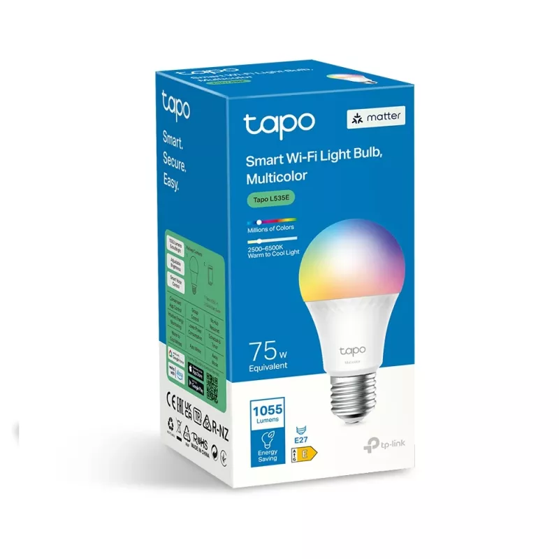TP-Link Tapo L535E išmanioji LED lemputė, daugiaspalvė, Matter, 1055 liumenų, Wi-Fi/Bluetooth