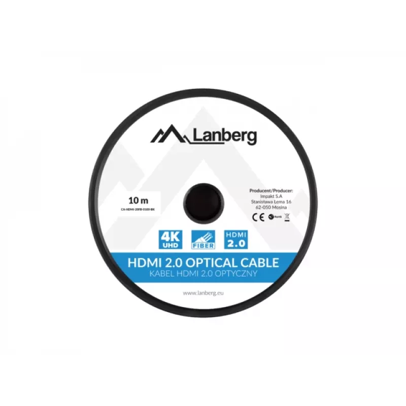 LANBERG HDMI kabelis M/m V2.0 Optiminis AOC - 10m Juodas