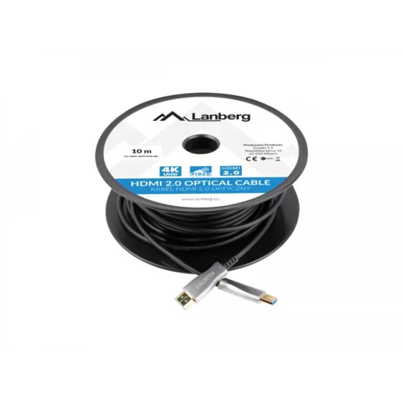 LANBERG HDMI kabelis M/m V2.0 Optiminis AOC - 10m Juodas