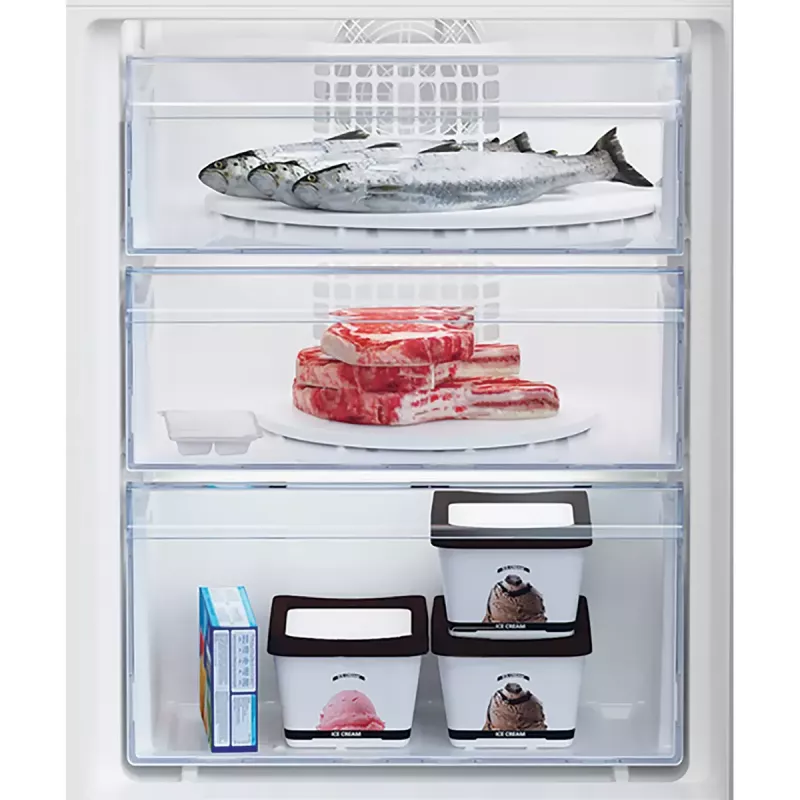 Įmontuojamas šaldytuvas-šaldiklis BEKO BCHA275K41SN — 262 L bendras (193 L šaldytuvas, 69 L šaldiklis), No Frost, dešinės pusės vyriai, baltas