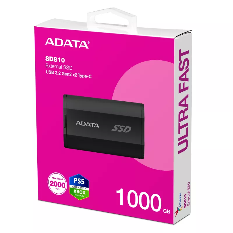 Išorinis SSD ADATA SD810 1 TB (1000 GB) USB 3.2 Gen 2x2, 2000 MB/s, IP68, aliuminio korpusas