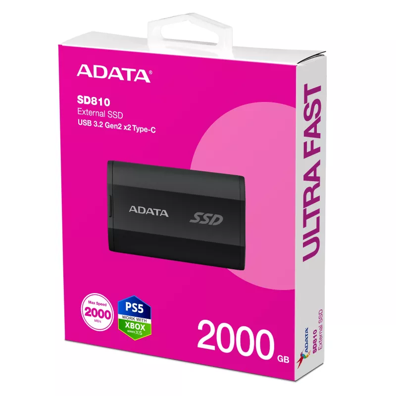 ADATA SD810 2 TB USB Type-C USB 3.2 Gen 2x2 juodas