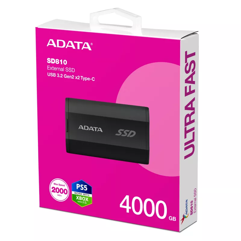 ADATA SD810 4 TB USB Type-C USB 3.2 Gen 2x2 juodas