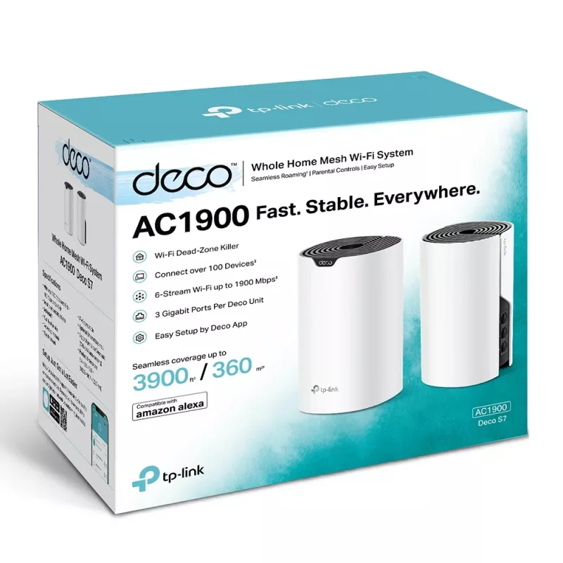 Tinklo maršrutizatorius TP-Link Deco S7 (2 vnt.) AC1900 Dviejų juostų Wi-Fi 5