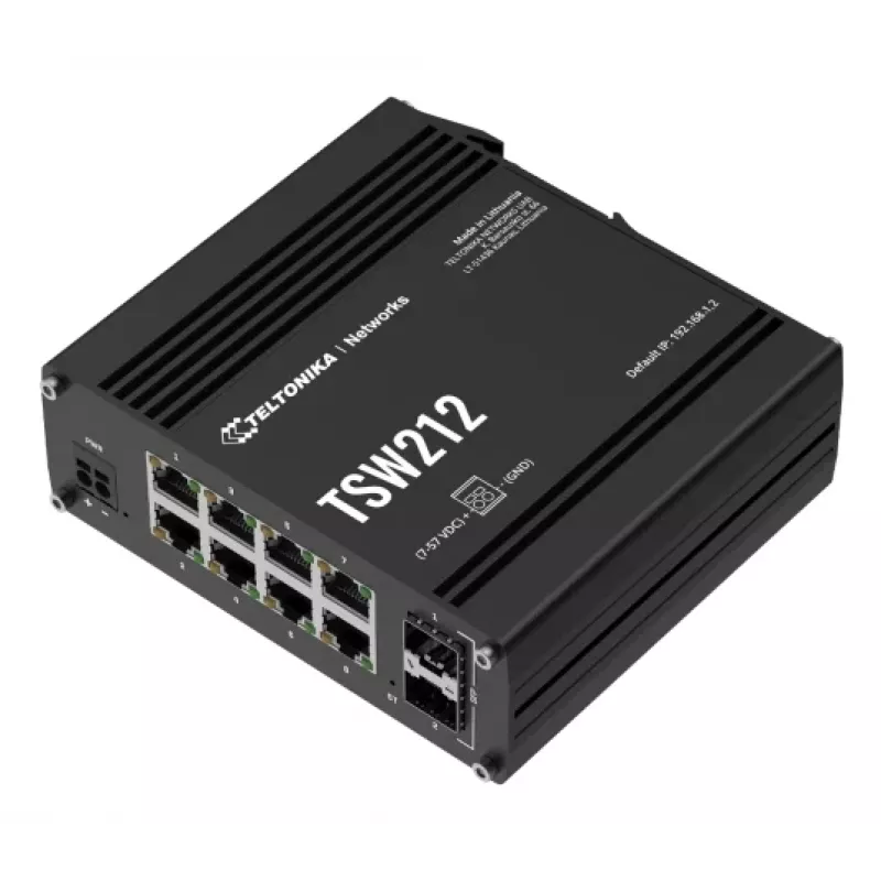 TELTONIKA TSW212 Valdomas PoE+ Gigabit Ethernet jungiklis (8 prievadai + 2 SFP)