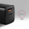Sieninis įkroviklis Axagon ACU-PQ20 QC3.0 PD Type-C 20W Juodas
