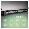 Axagon HMC-10HLS USB 5Gbps centrinis įrenginys, 4x USB-A, HDMI 4K/60Hz, RJ-45, SD/microSD, PD 100W