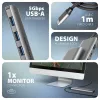 Axagon HMC-5H USB 5Gbps šakotuvas, 3x USB-A, HDMI 4K/30Hz, PD 100W, 100cm USB-C laidas