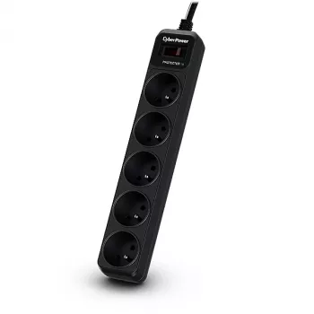CyberPower Tracer III B0520SC0-FR apsauginis filtras nuo viršįtampių, juodas, 5 kištukiniai lizdai, 200–250 V, 1,8 m