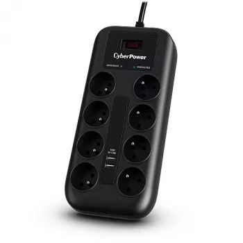 CyberPower Tracer III P0820SUF0-FR apsauginis filtras juodas 8 lizdai 200-250 V 1.8 m