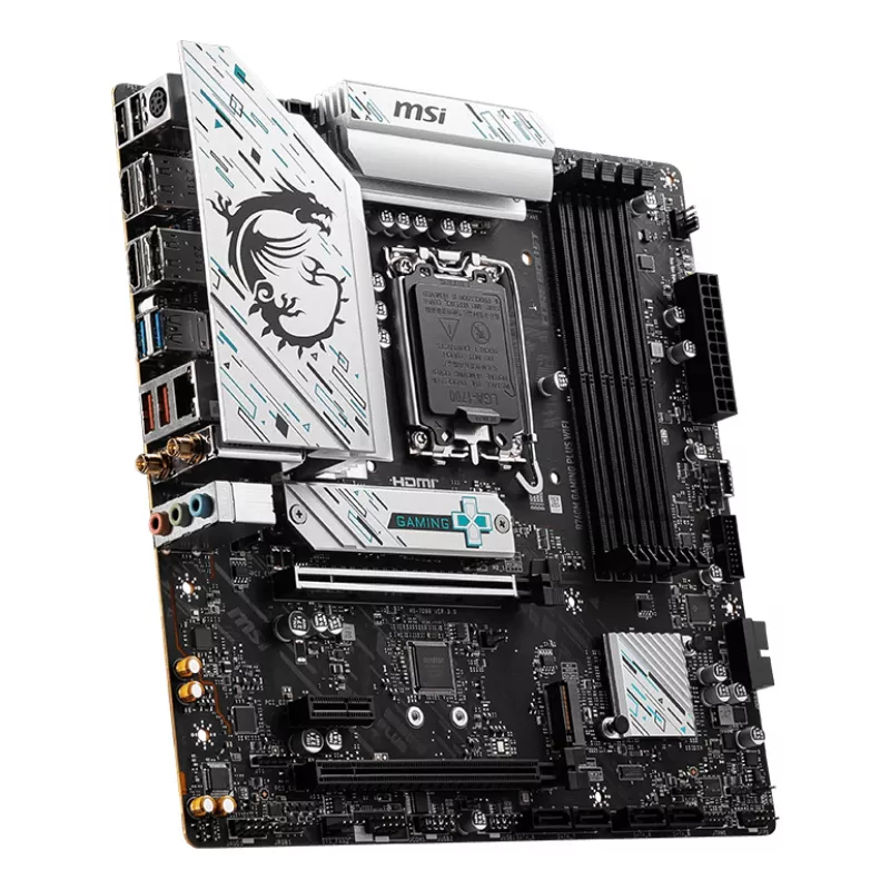 Motininė plokštė MSI B760M GAMING PLUS WIFI – Intel B760, LGA 1700, micro ATX, DDR5, 4 DIMM, Wi‑Fi 6E, 2.5Gb LAN