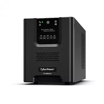 Nepertraukiamo maitinimo šaltinis CYBERPOWER PR1000ELCD – 1 kVA (900 W), Line-Interactive, gryna sinusoidė, 8× C13 lizdai, LCD, karštai keičiama baterija